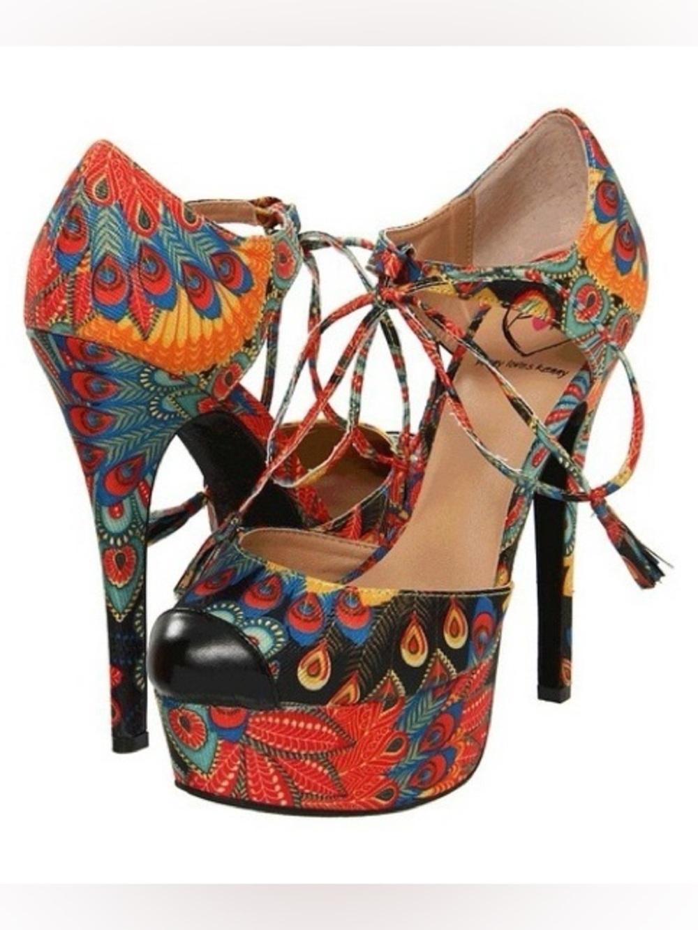 Modcloth Colorful Peacock Platform Stiletto Heels - Picture 3 of 6